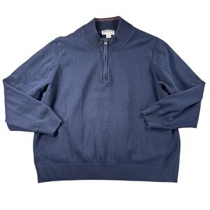 Duluth‎ Sweater Large Mens XXL Strongarm Navy Blue 1/4 Zip Mockneck Heavy Work
